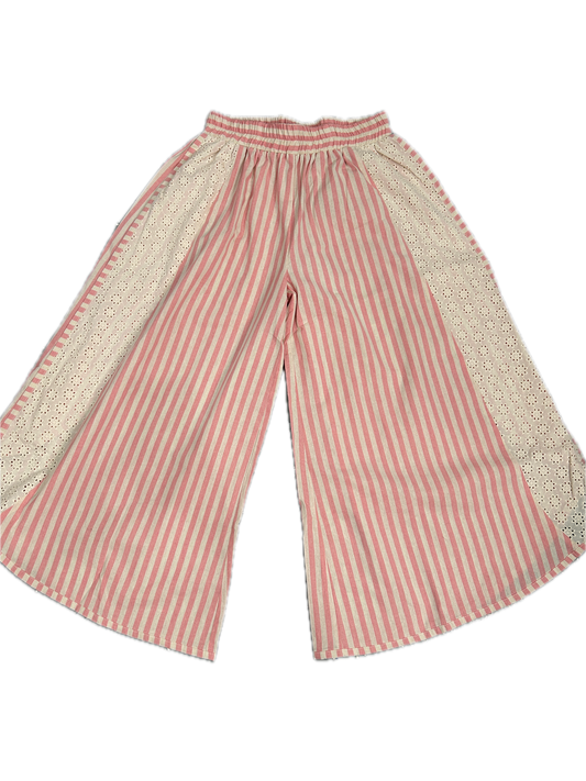 BiBi- Striped Floral Eyelet Pants