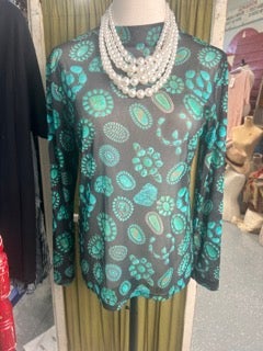 Forever in Turquoise Top (Black and Turquoise)