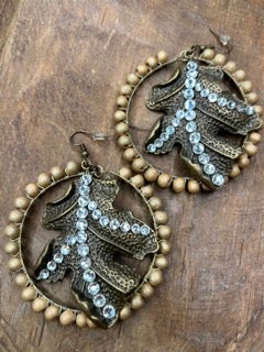 Rare Bird- Rhinestone Leaf Beaded Hoop Earrings
