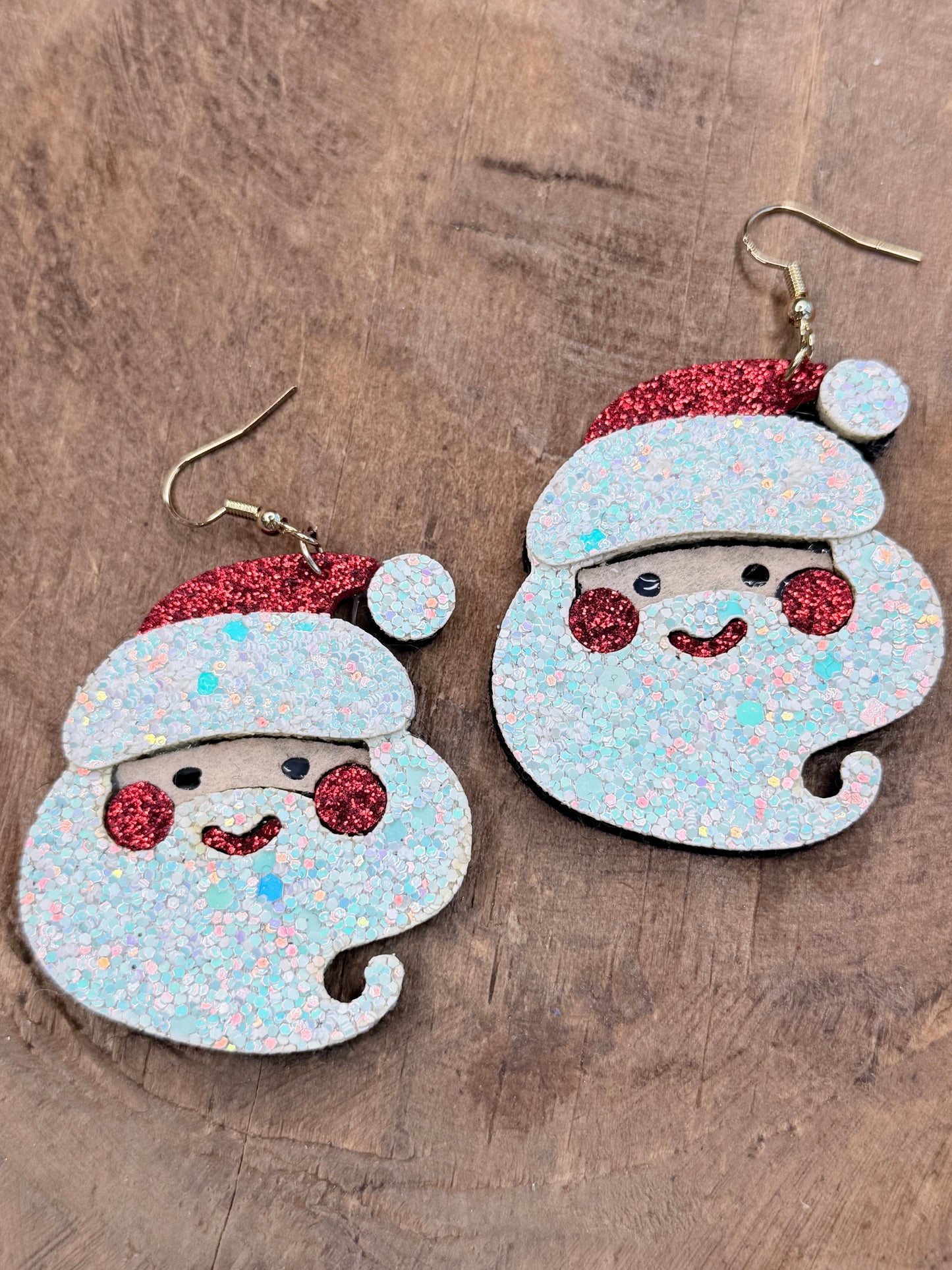 Glitter Foam Santa Earrings