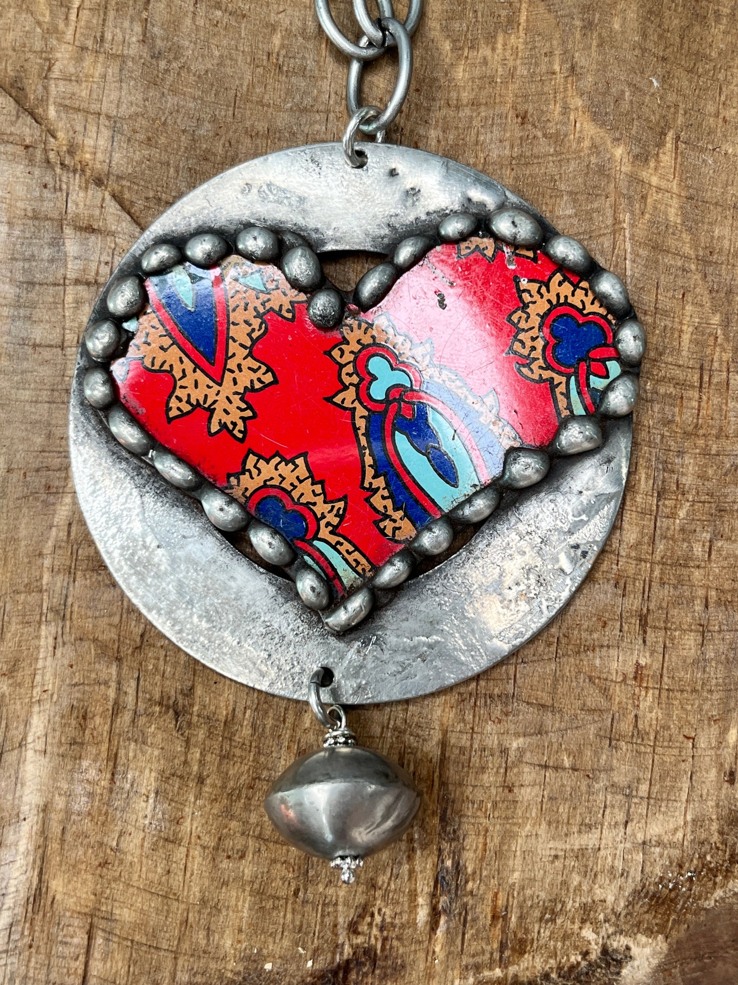 Soldered Paisley Heart Necklace on Silver Chain