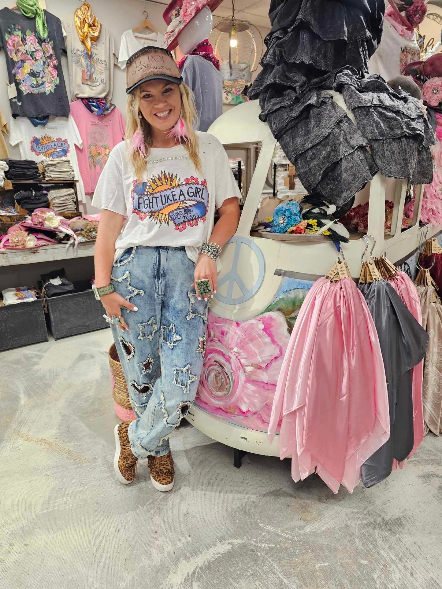 FINAL SALE!  Rare Bird Rhinestone Heart and Star Jeans