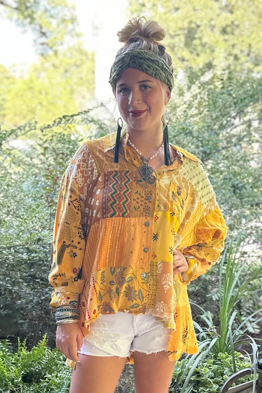 Jaded Gypsy-Patchwork Sunrise Top (SUNSHINE)