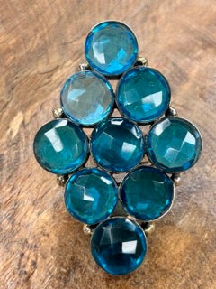 German Silver Blue Rhinestone Diamond Ring