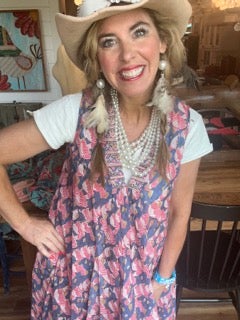 FINAL SALE!! Wave Print Sleeveless Dress (Pink)