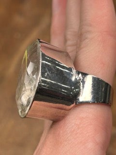 German Silver Teardrop Clear Quartz Ring