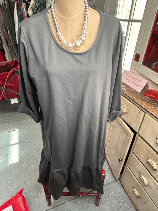 Long Sleeve Dress with Ruffles (Charcoal)