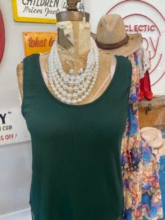 Origami- Lace Tank (Dark Green)