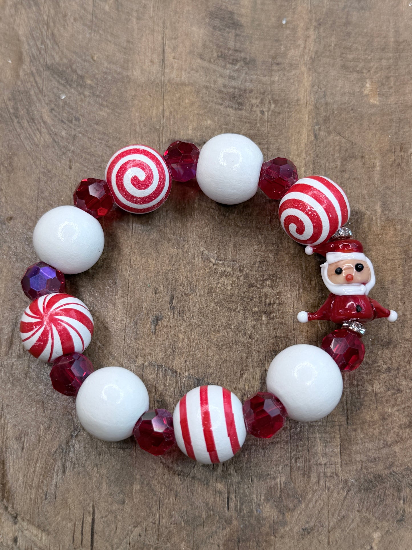 Red and White Santa Swirl Bracelet- ERR ORIGINAL