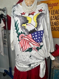 final sale Paper Lace- Long Sleeve US Flag T-Shirt