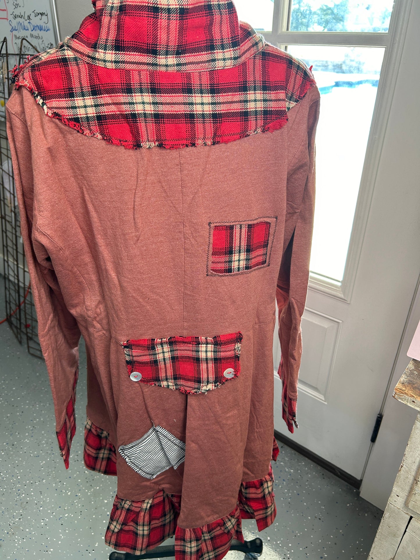 FINAL SALE Paper Lace- Mix-Match Plaid Tunic (red)