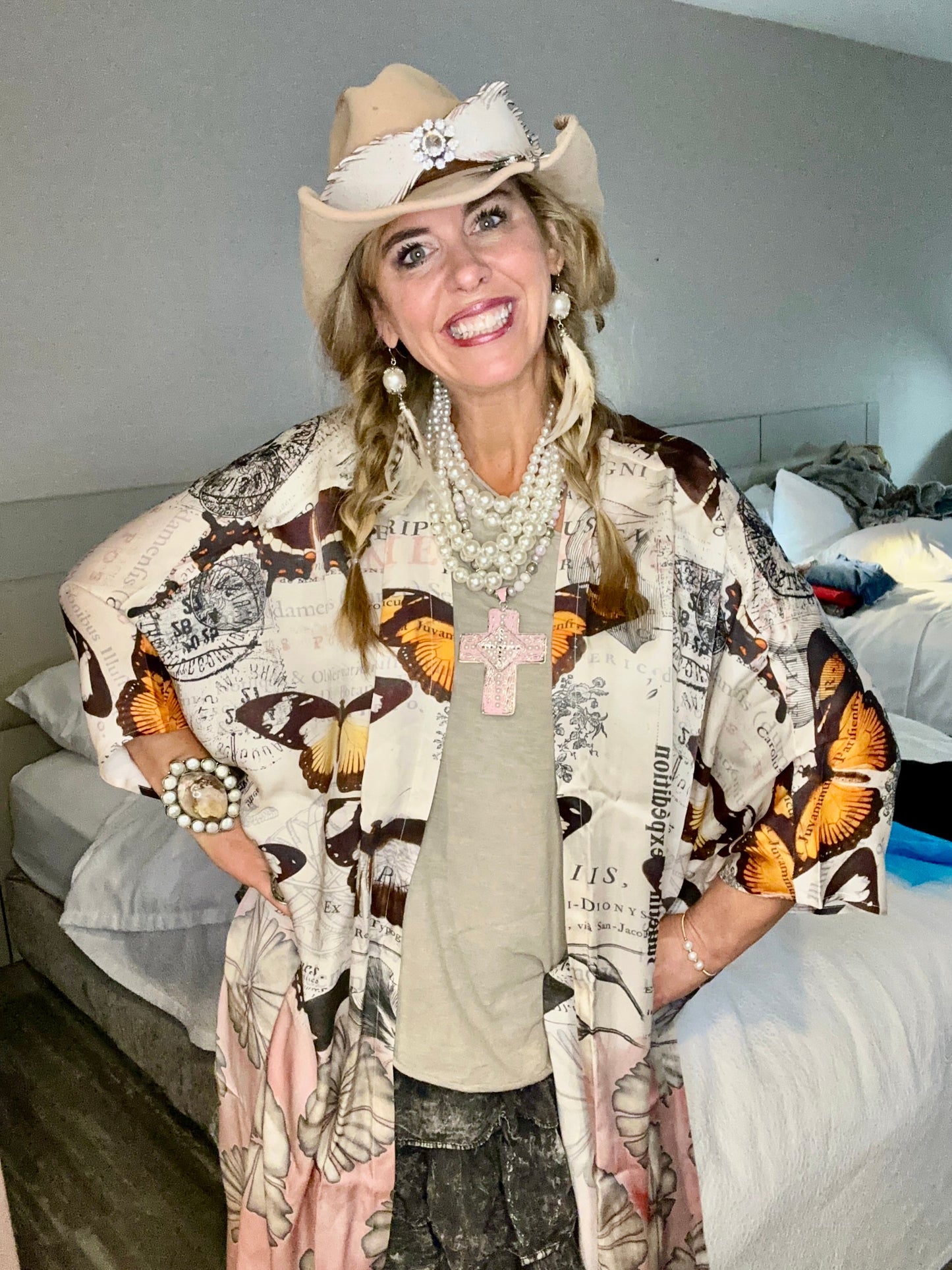 FINAL SALE A Rare Bird- Butterfly Daisy Kimono