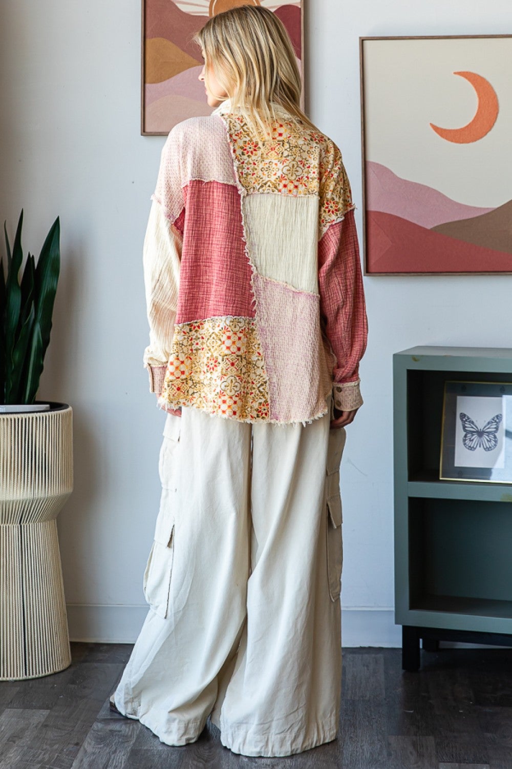Oli & Hali- Washed Star Patch Front Button Shirt (Natural)