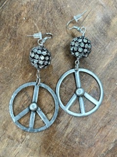 Art by Amy- Blingy Peace Sign Earrings