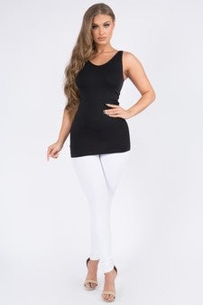 Reversible V or U Neckline Seamless Tank (Black)