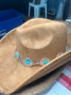 Brown Cowgirl Hat with Turquoise Band