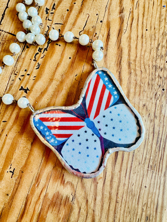 SALE! Soldered Patriotic Butterfly 2