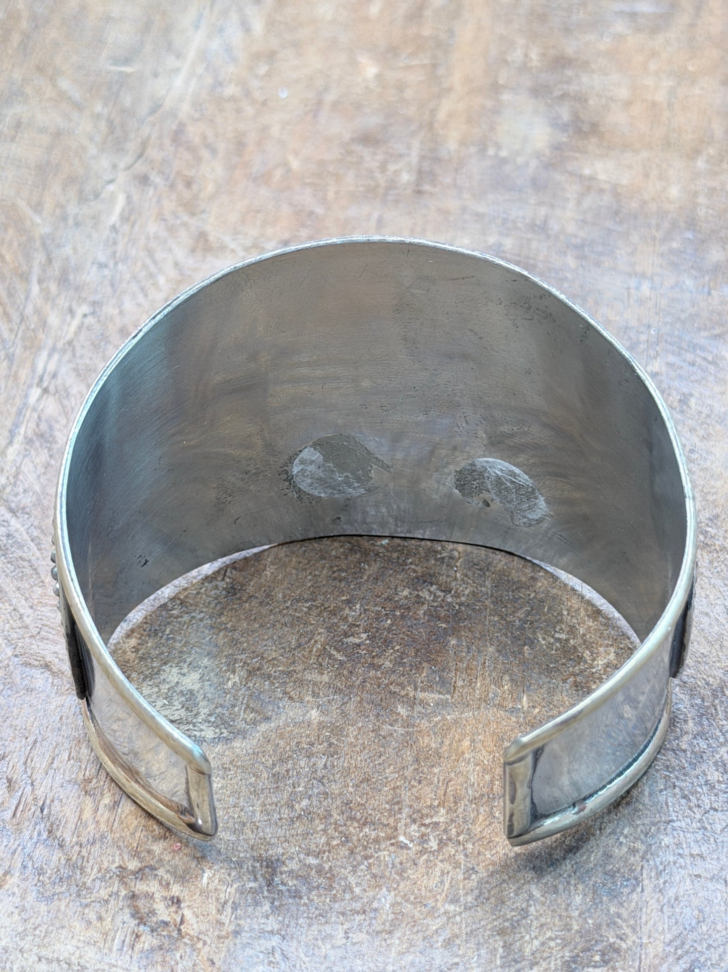 German Silver Pink Banded Agate Cuff