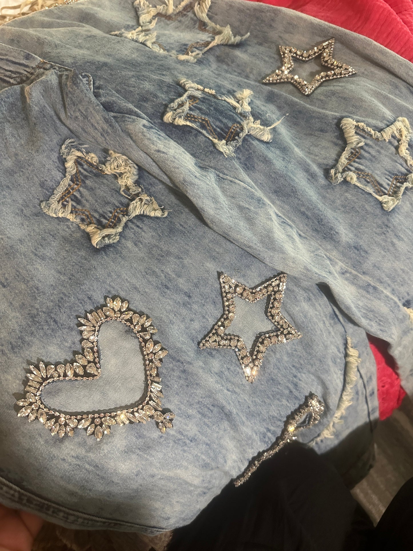 FINAL SALE!  Rare Bird Rhinestone Heart and Star Jeans