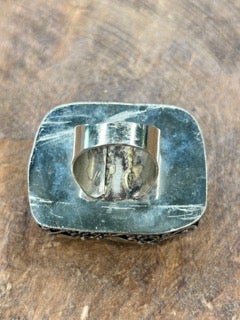German Silver Turquoise Elephant Ring B