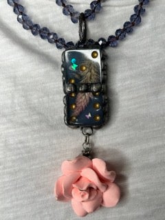 Art By Amy- Crystals and Domino Necklace