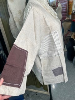 FINAL SALE Paper Lace- Flowy Linen Patchwork Top (Natural)