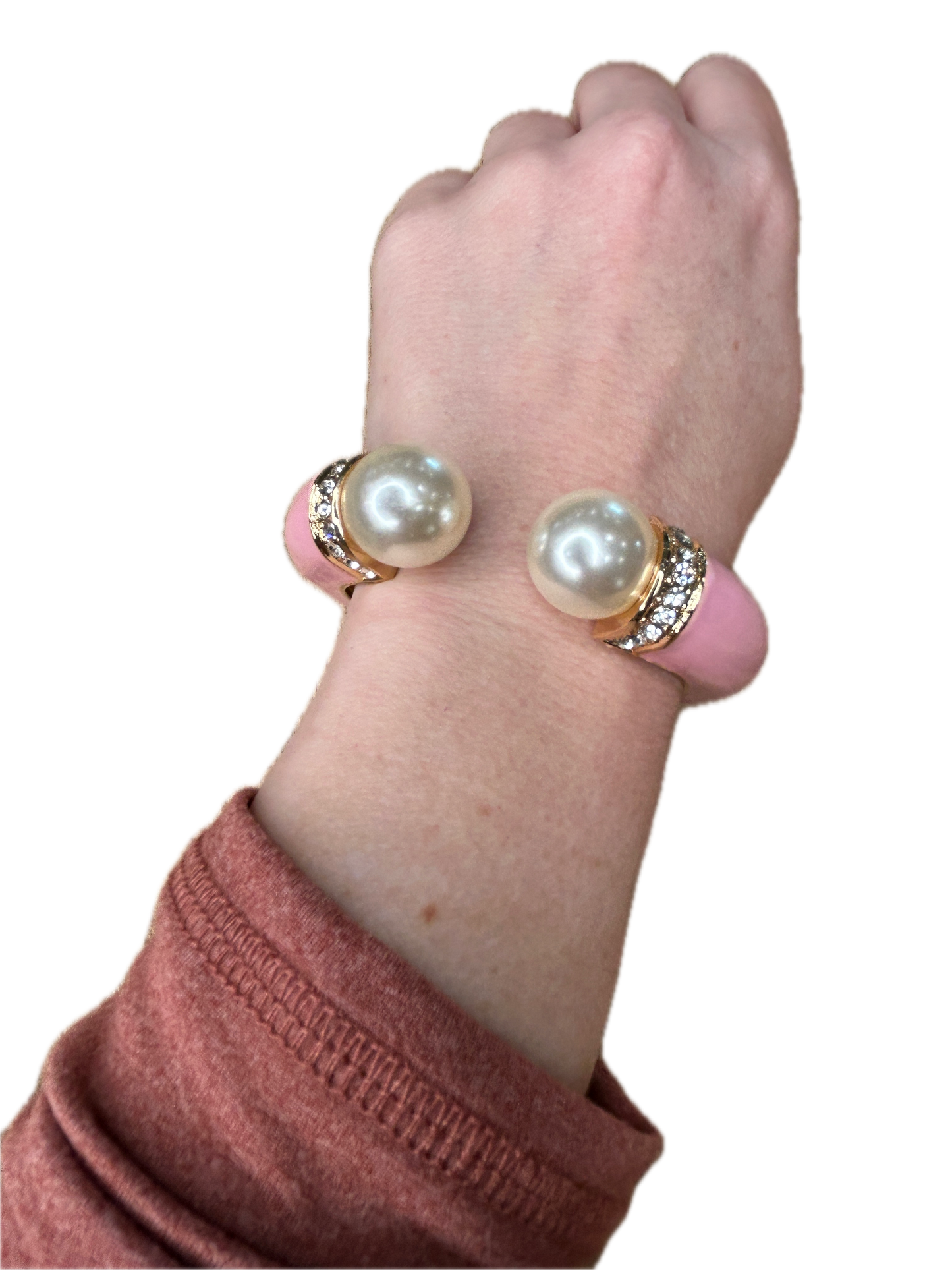 Beautiful Bangle in Light Pink (Pearl, Gold and Rhinestone accented)