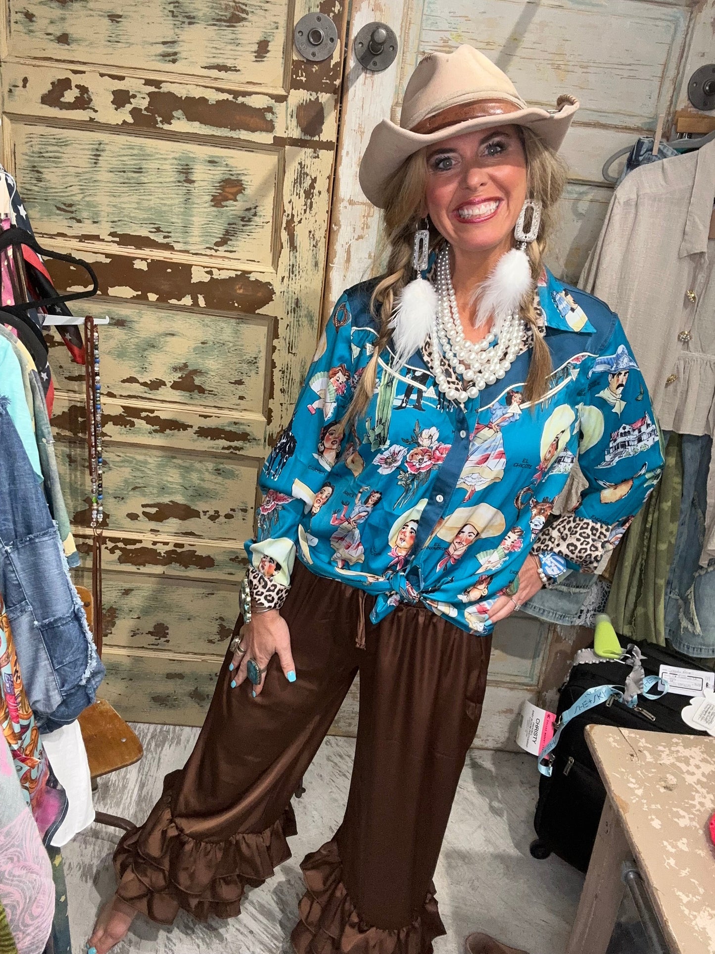 A Rare Bird- El Chicote Satin Western Shirt