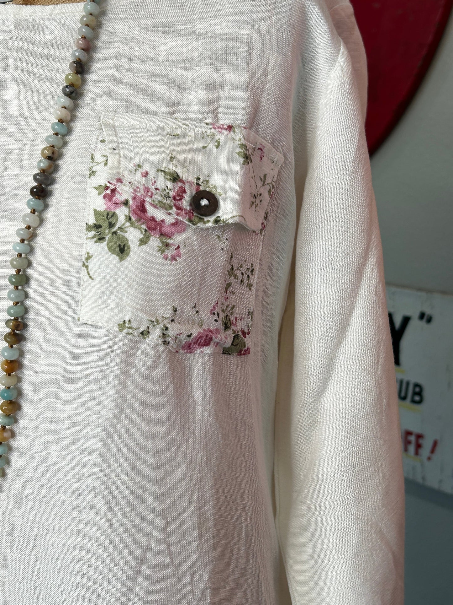FINAL SALE! Paper Lace- Floral Linen top