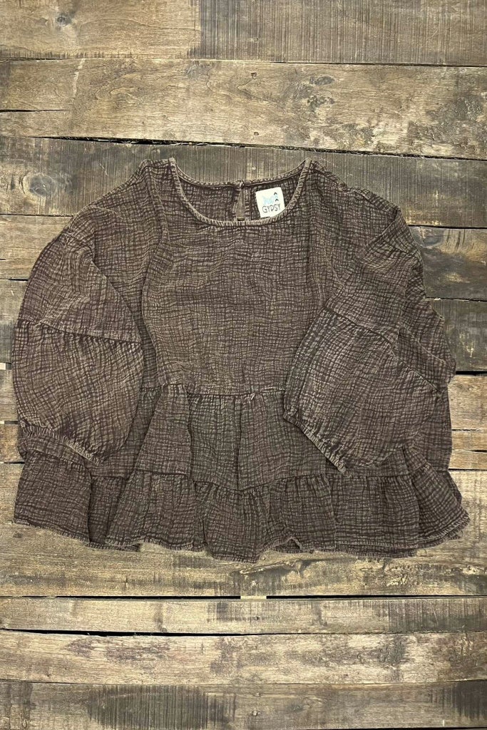 Jaded Gypsy- On The Rise Top (Vintage Chocolate)