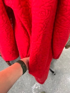 Embroidered Rose Red Wrap Jacket