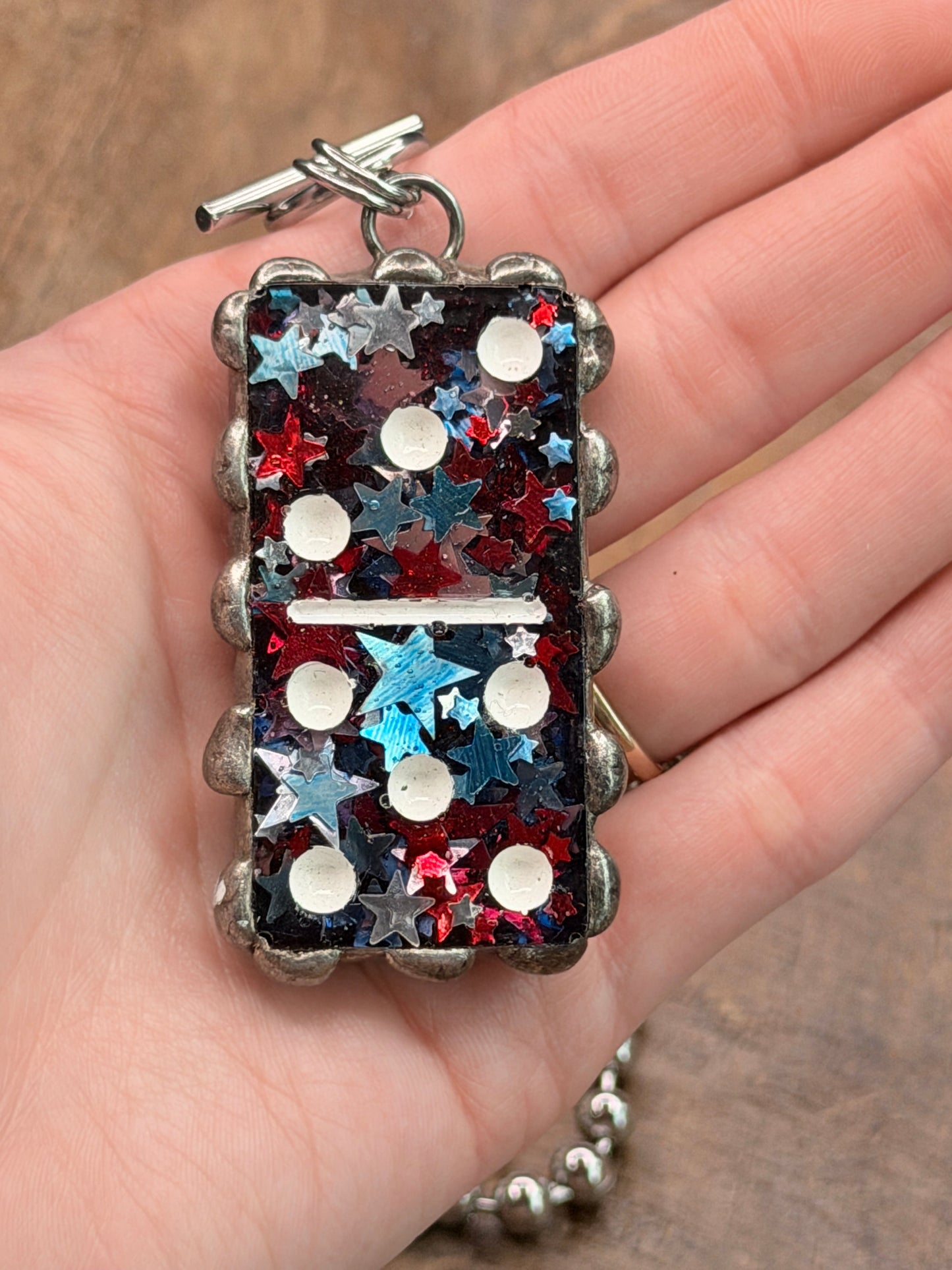 Soldered Red, White, and Blue Domino Necklace