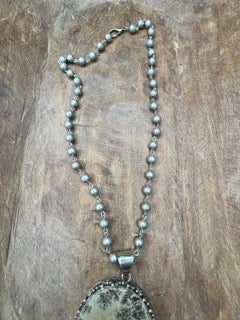 German Silver Dendritic Jasper Necklace B