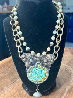 Art by Amy- Soldered Porcelain Pumpkin Necklace