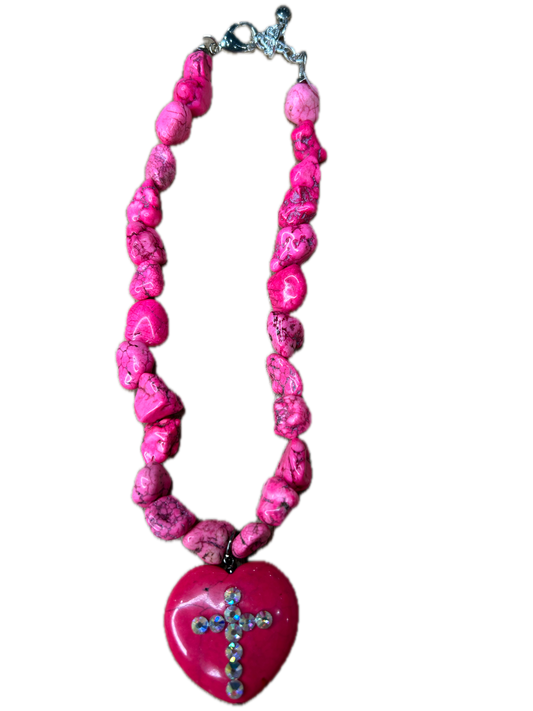 Sandra Ling- Pink Heart Necklace