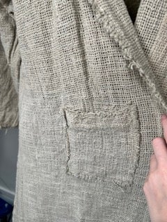 Paper Lace- Long Hooded Jacket with Fringe Edges (Natural)