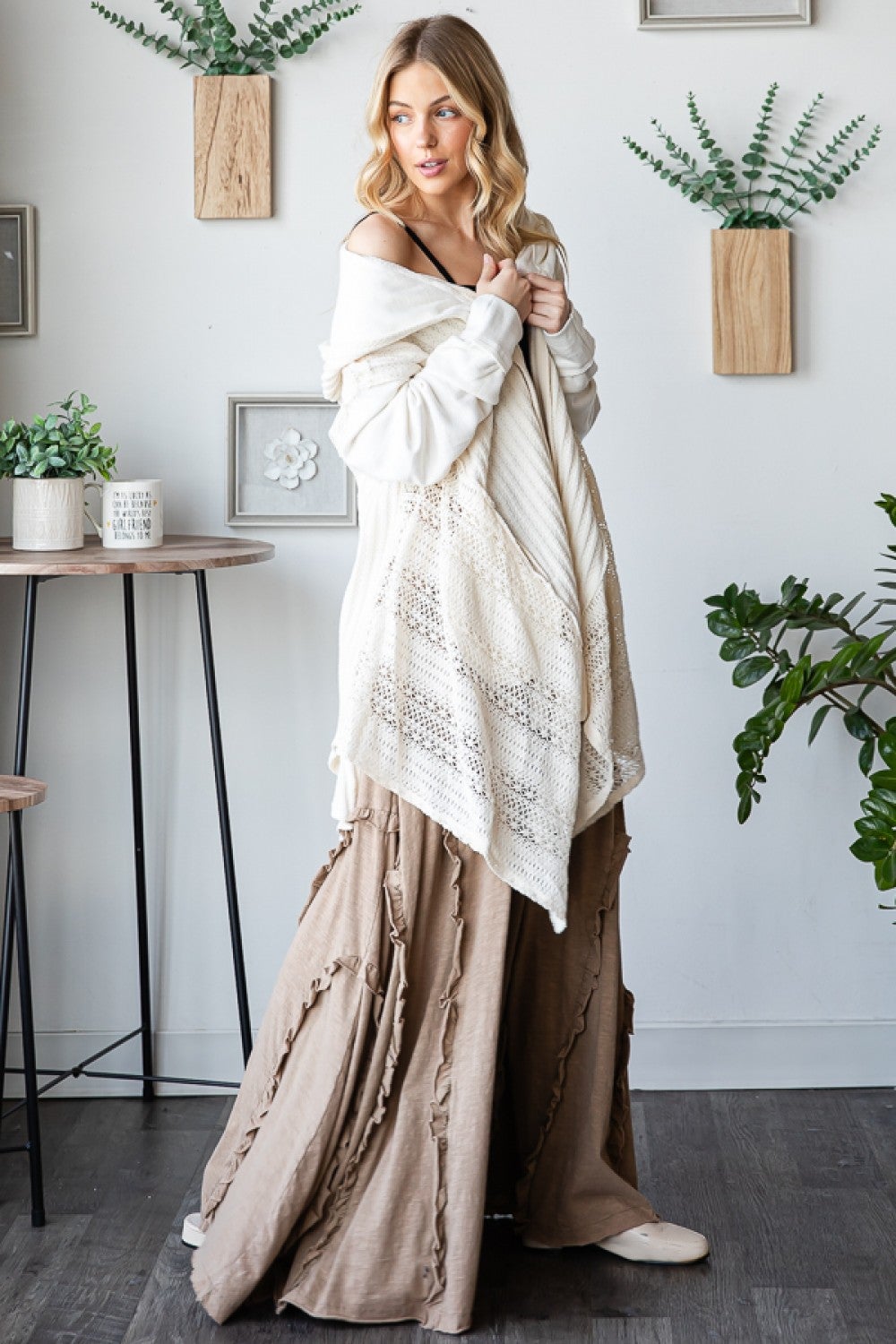 OLI & HALI- Lace Hoodie Open Jacket (Natural)