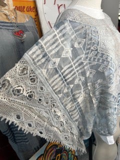 Origami- Crochet and Lace Poncho Top (Denim)