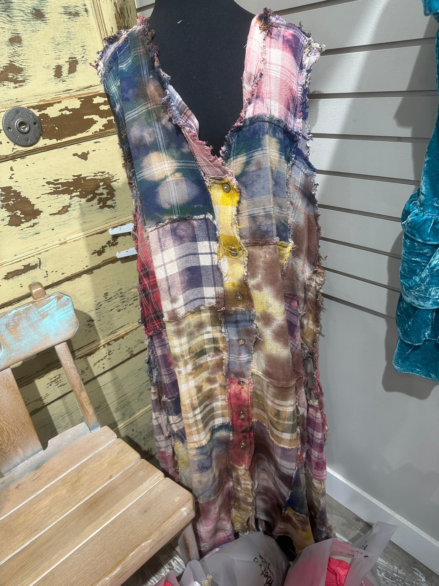 A Rare Bird- Distressed Patchwork Duster