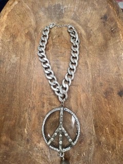 Art By Amy- Soldered Rhinestone Peace Pendant