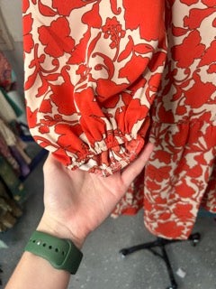 Easel- Half Sleeve Printed Dress (Cinnamon Dough)
