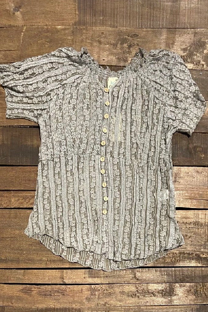 FINAL SALE JADED GYPSY- Lacey Nights Top (Charcoal)