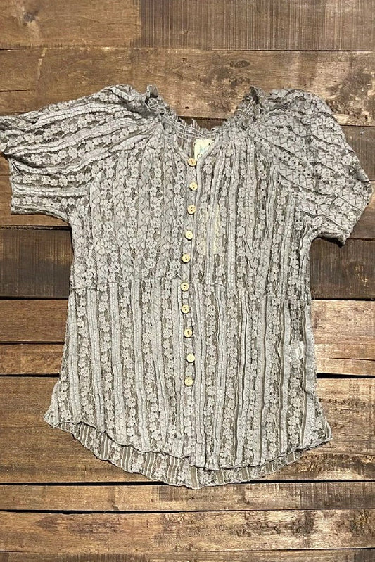 FINAL SALE JADED GYPSY- Lacey Nights Top (Charcoal)