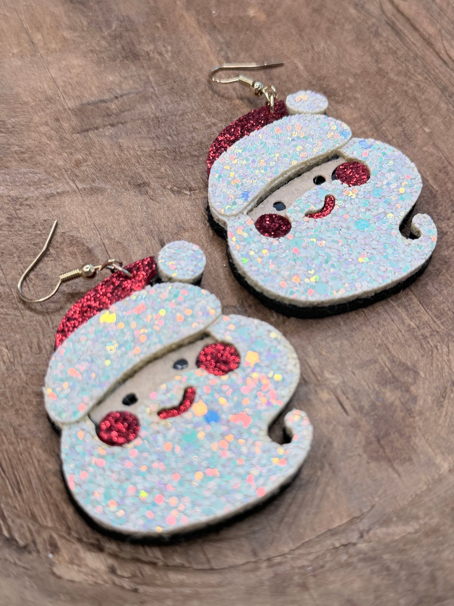 Glitter Foam Santa Earrings