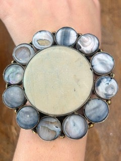 German Silver Howlite and Blue Pearl Cuff