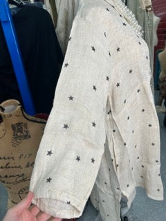 FINAL SALE Paper Lace- 3/4 Sleeve Star Print Tunic/Dress (Natural)