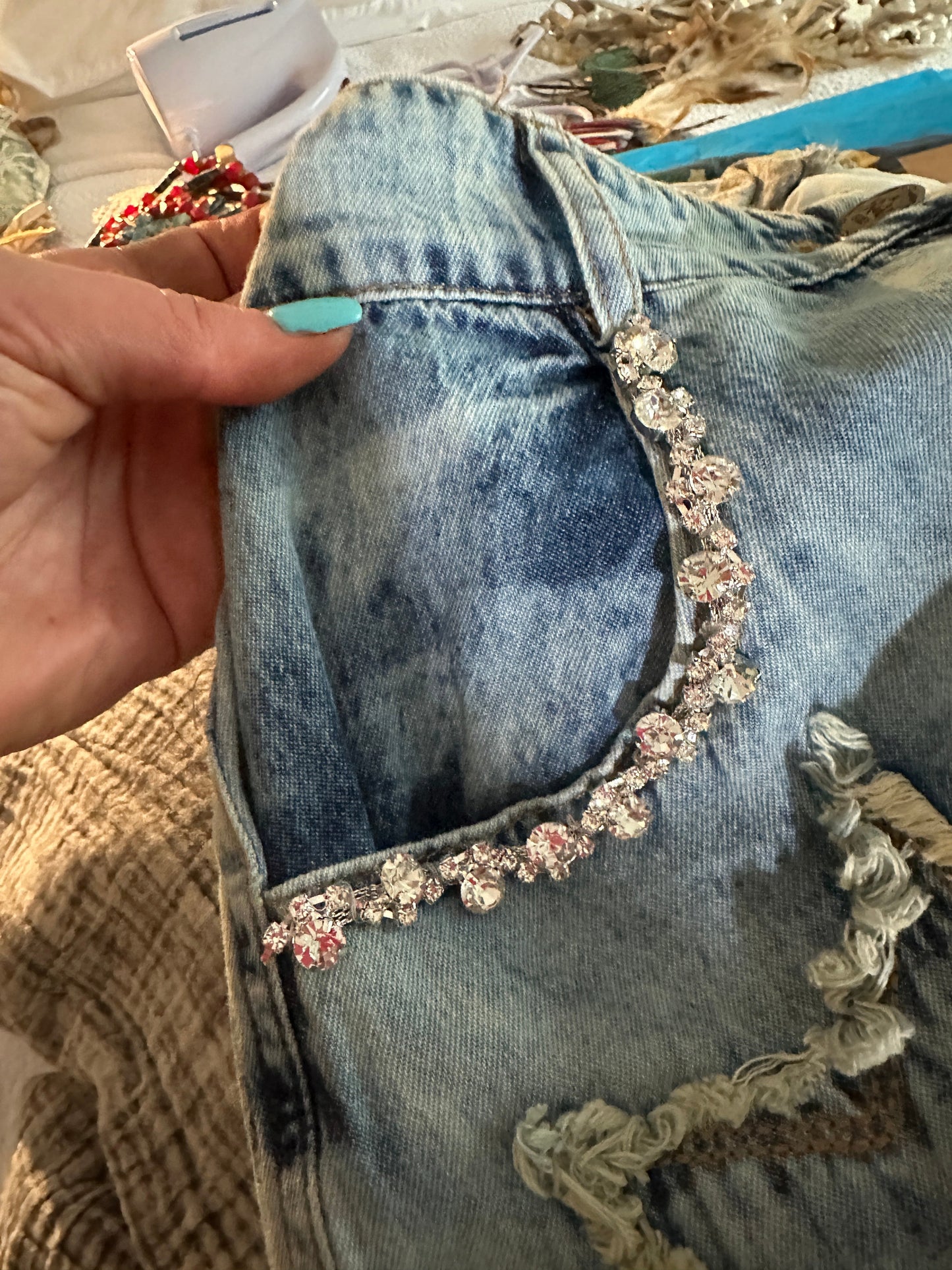 FINAL SALE!  Rare Bird Rhinestone Heart and Star Jeans
