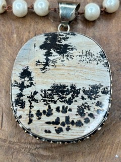 German Silver Dendritic Jasper Necklace A