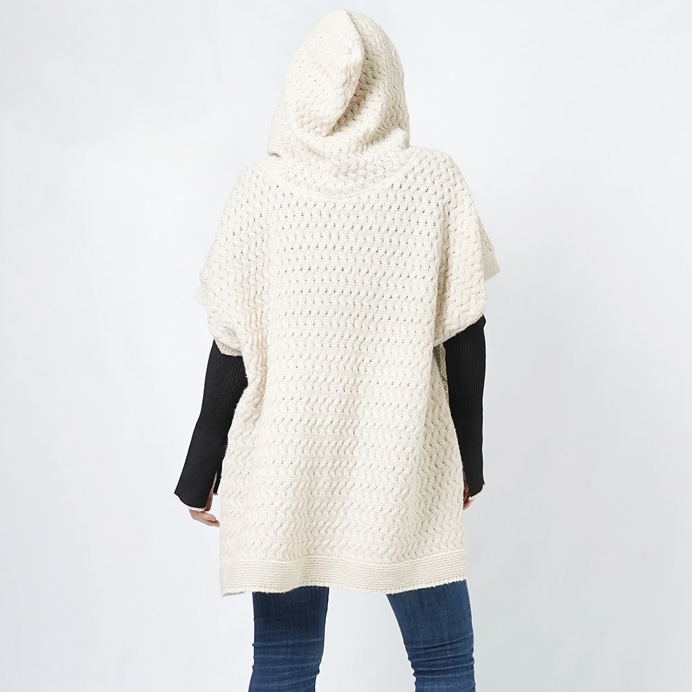 Textured Soft Hoodie Short Sleeve sweater