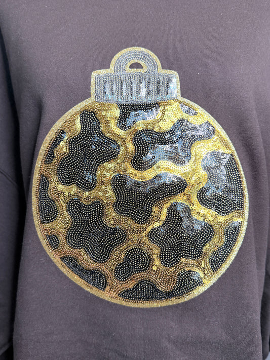 PREORDER Sequin Cheetah Ornament Brown Sweatshirt *Final Sale*